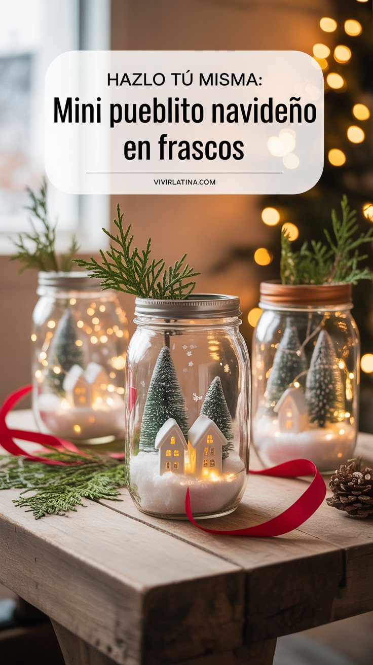 Mini Pueblito Navideño en Frascos