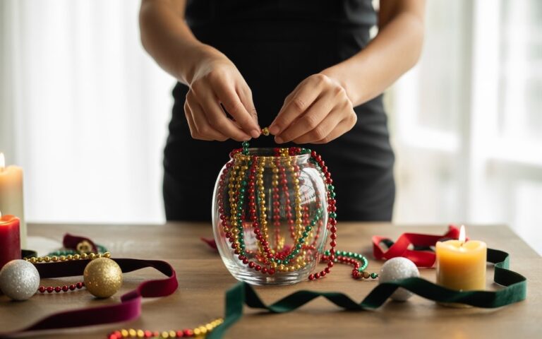 adornos hechos con perlas navidenas